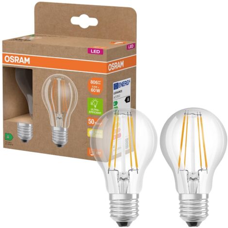 OSRAM HOMELIGHTING 4099854253508 LED CEE A (A - G) E27 forme de poire 3.8 W = 60 W blanc chaud (Ø x H) 60 mm x 60 mm 2 pc(s) A900233 (1/5)