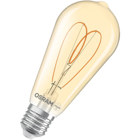 OSRAM Vintage 1906 Edison est une blanc chaud à intensité variaben forme d'ampouEdison avec filament. Il offre 8 W pour 806 lm,E27, verre doré, diamètre 64 mm, 2200 K, EEK F. (1/4)