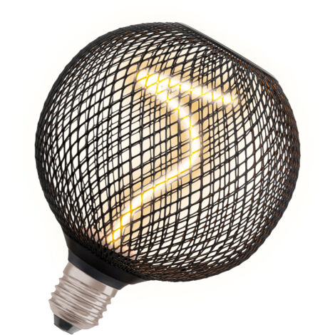 OSRAM DECOR LED Globe avec filament en spira3,5 W, 130lm/1800K en verre transparent noir sans plomb, blanc chaud douillet 818 avec filetage E27, dimmable, diamètre 125 mm.