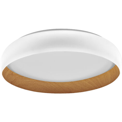 LEDVANCE ORBIS Livia LED avec anneau en métal, décor blanc/bois, 36W, 2000lm, 3000K, 520mm, 830 blanc chaud convivial, dimmabsur 3 niveaux par clic, IP20, vis/chevilles incluses (1/4)