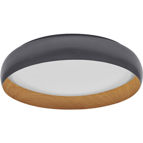 LEDVANCE ORBIS Livia LED avec anneau en métal, décor gris/bois, 36W, 2000lm, 3000K, 520mm, 830 blanc chaud convivial, dimmabsur 3 niveaux par clic, IP20, vis/chevilles incluses (1/4)