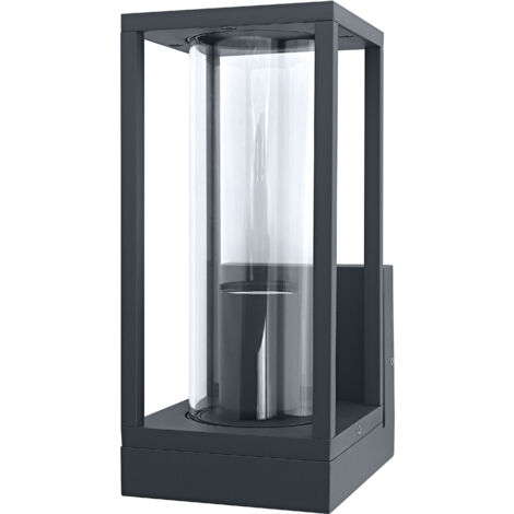 OSRAM Applique extérieure E27, aluminium, verre transparent, IP44, gris foncé, design rectangulaire, 140 x 110 x 245 mm, matériel de montage inclus (1/5)