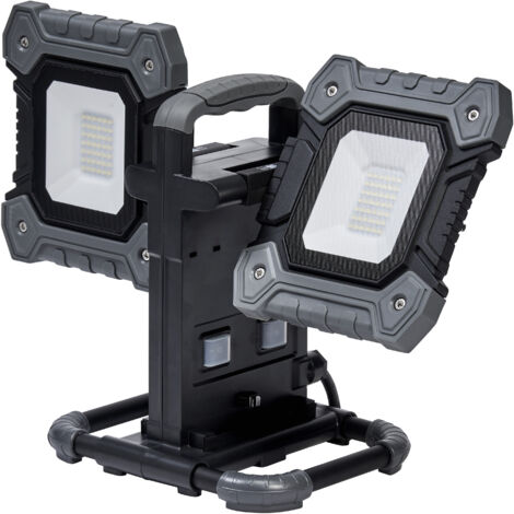 OSRAM Projecteur de travail LED VAL FLEX, gris foncé/noir, 2x30W, 6450lm, blanc froid, avec têtes orientables à 270° verticalement et à 180° horizontalement, avec câble, IP54, 6500K. (1/4)
