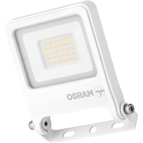 OSRAM Projecteur LED  ENDURA FLOOD PC 20 W, blanc chaud 3 000 K, 1 800 lumens, IP65, blanc, aluminium recyclé, support pivotant à 180°, blanc (1/4)