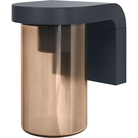 OSRAM Applique extérieure Amber E27, applique vintage avec boîtier en aluminium gris foncé, protection IP44, antichoc IK03, pour terrasse et balcon (1/4)