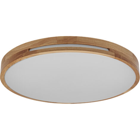 OSRAM Applique/plafonnier LED ORBIS Woodburry avec décor bois, 24 W, 1500 lm, 3000 K, 390 mm de diamètre, 830 blanc chaud agréable, protection IP20, vis de montage et chevilles incluses (1/4)