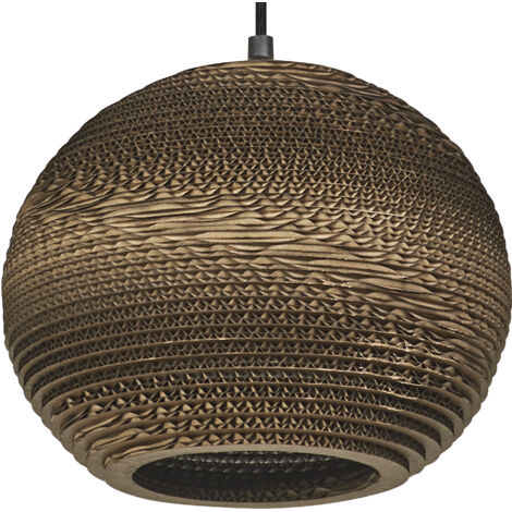 OSRAM Suspension Decor Cardboard Ball marron en carton ondulé, légère, E27, diamètre 260 mm, abat-jour en matériau recyclé, durable grâce à sa source lumineuse remplaçable, montage facile
