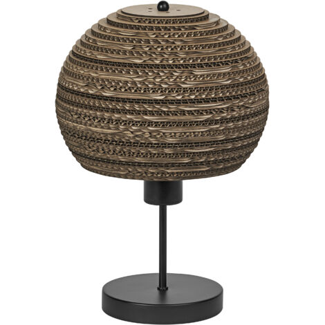 OSRAM Lampe à poser Decor Cardboard Ball marron en carton ondulé, légère, E27, 260 mm de diamètre, abat-jour en matériau recyclé, durable grâce à sa source lumineuse remplaçable, montage facile (1/5)