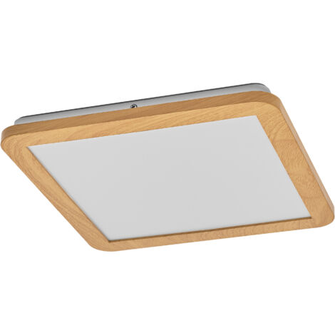 OSRAM Applique et plafonnier LED ORBIS Disc, décor bois, 22 W, 1800 lm, 3000/4000 K, réglable par interr. mural via Click CCT, 30x30 cm, protection IP44 pour salle de bain, vis/chevilles incluses