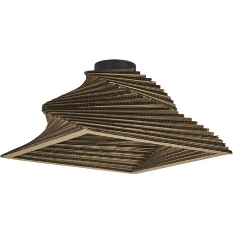 OSRAM Plafonnier Decor Cardboard Square Turn marron en carton ondulé, E27, 400 mm de diamètre, abat-jour en matériau recyclé, durable grâce à sa source lumineuse remplaçable, montage simple