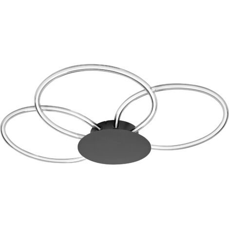 OSRAM Decor Aura Plafonnier en polycarbonate incurvé avec LED et design filamentaire, 21 W, 2200 lm, 3000 K, blanc chaud 830, gradation par clic, gris foncé, plastique (PC), IP20 (1/5)