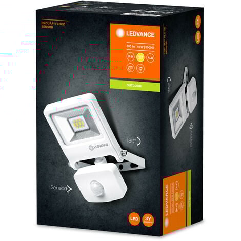 LEDVANCE ENDURA® FLOOD Sensor blanc chaud Projecteur LED pour mur, 10 W, 3000 K, Matériau: aluminium, IP44