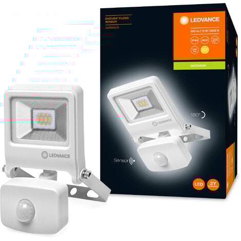 LEDVANCE ENDURA® FLOOD Sensor blanc chaud Projecteur LED pour mur, 10 W, 3000 K, Matériau: aluminium, IP44