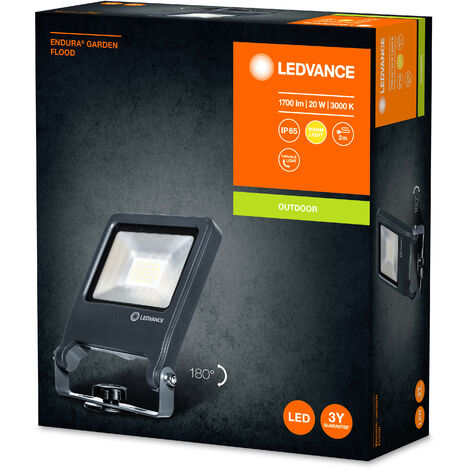 LEDVANCE Luminaires LED pour le jardin: pour le sol, ENDURA® GARDEN FLOOD / 20 W, 220…240 V, Angle de rayonnement: 120°, Warm White, 3000 K, Matériau: aluminium, IP65