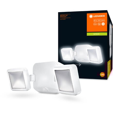 LEDVANCE Luminaires LED fonctionnant sur batterie: pour mur, Battery LED Spotlight Double / 10 W, 6 V, blanc froid, 4000 K, Matériau: Acrylnitril-Butadien-Styrol-Copolymer (ABS), IP54