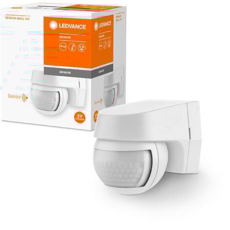 Capteur LEDVANCE pour montage mural, rayon de détection de 110 degrés, classe de protection IP44, blanc, mur de capteur