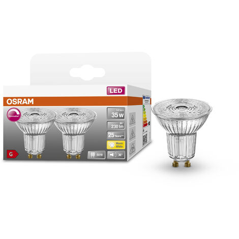 OSRAM Lampe à Réflecteur Superstar, GU10-base, Verre Clair ,Blanc Chaud ( 2700K), 230 Lumen, Remplacement De La Traditionnelle 35W-Ampoules 1-Pack