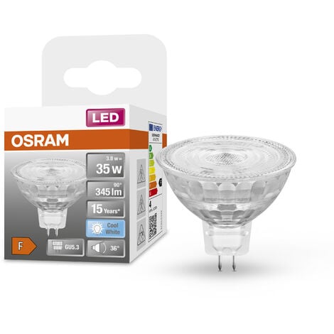 OSRAM Lampe à LED Star Reflector, GU5.3-base, verre clair ,Blanc froid (4000K), 345 Lumen, Remplacement de la traditionnelle 35W-Ampoules 1-Pack