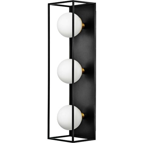 Applique miroir lampe LED salle de bain applique noire, métal acrylique  opale, 10W 560lm blanc neutre, LxH 60,8x15 cm, ETC Shop: lampes, mobilier,  technologie. Tout d'une source.