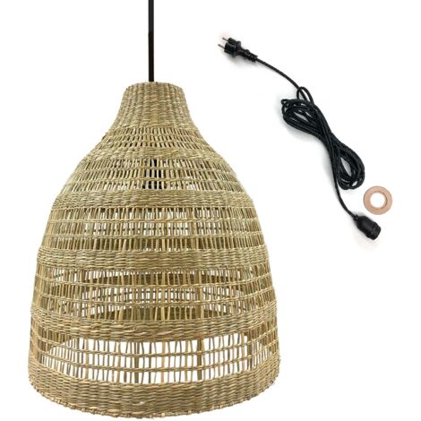 Lumisky FREYA Hängeleuchte Outdoor – Aus Meeresgras, Boho-Stil, 5 M Kabel, IP64, Ø 49 Cm, Für Terrasse & Garten