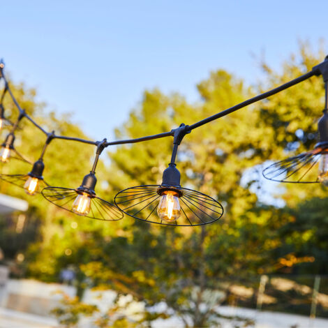 Lichterkette Chic Cage 6m Mit 10x E27 Fassungen – Metallkäfig-Design, Für Innen & Außen