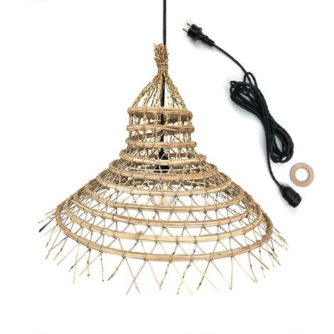 Lumisky FREYA Hängeleuchte Outdoor – Aus Meeresgras, Boho-Stil, 5 M Kabel, IP64, Ø 49 Cm, Für Terrasse & Garten