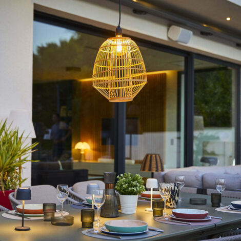 Lumisky FREYA Hängeleuchte Outdoor – Aus Meeresgras, Boho-Stil, 5 M Kabel, IP64, Ø 49 Cm, Für Terrasse & Garten