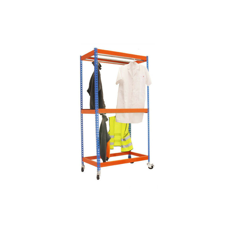 Estantería Para Prenda con ruedas simonclothing azulnaranja simonrack 3000x1500x750 mms perchas ropa 30 kgs de capacidad por colgador kit for. mob. 3301575 3