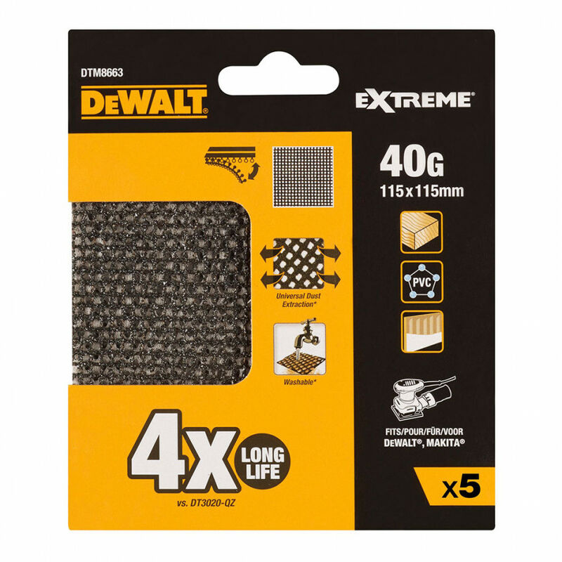 Pack 5 Lijas De Malla 1/4 Grano 40 Para Lijadoras Orbitales Dtm8663-Qz Dewalt