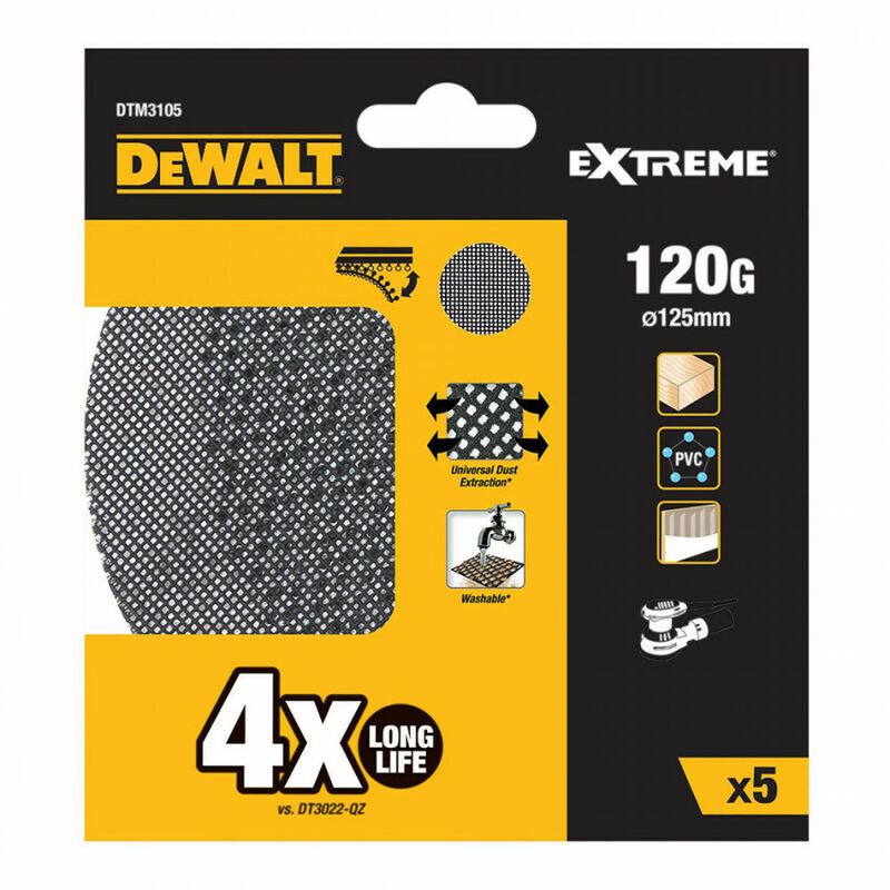 Dewalt Dtm3105qz Disco malla 125mm grano 120 para usar con todo tipo lijadora rotorbital pack 5 ø125mm