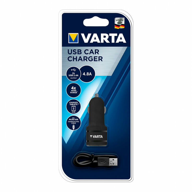 Adaptador Cargador Varta Para Coche 2 Usb 4,8A