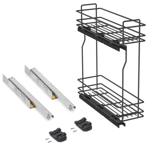 Emuca Portabottiglie laterale asportabile TitaneMax con chiusura ammortizzata, modulo 200mm, Acciaio, Grigio Antracite