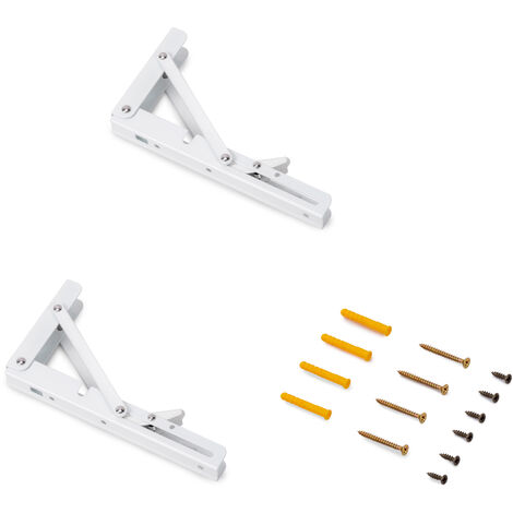 Emuca Set di supporti pieghevoli, lunghezza 203 mm, Acciaio, Verniciato bianco (1/5)