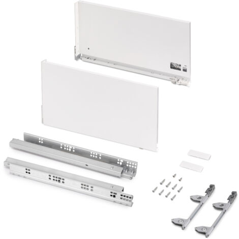 Emuca Cassetto esterno Vertex 60kg, altezza 242mm, profondità 450mm, Acciaio, Verniciato bianco