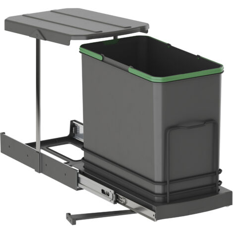 Emuca Recycle Afvalbak Voor Bodembevestiging En Handmatig/automatisch Uitschuifbaar 2x12 Liter