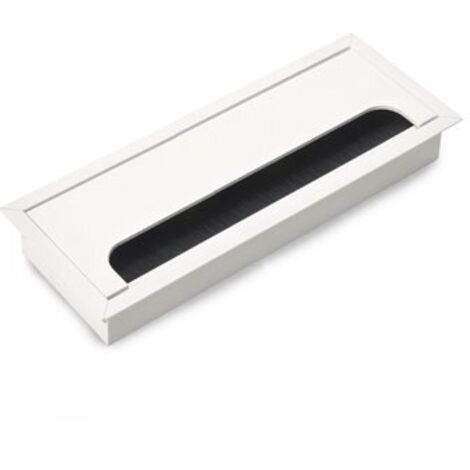 Passacavi da tavolo Emuca Quadrum, rettangolari, 269x80 mm, da incasso, Alluminio, Verniciato bianco