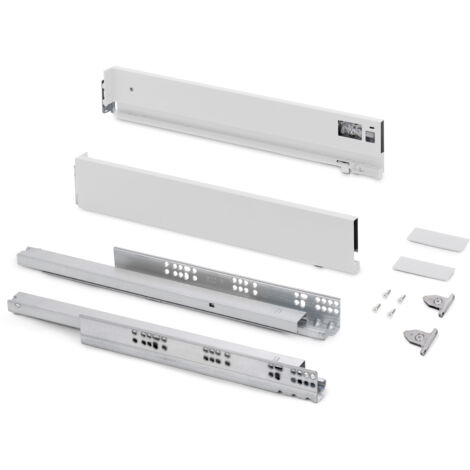 Emuca Cassetto esterno Vertex con regolazione 3D altezza 83mm, 40kg, profondità 500mm, Acciaio, Verniciato bianco (1/5)