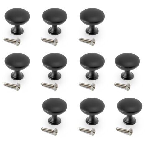 Emuca Lotto di 10 pomoli per mobili Cancún, diametro 30mm, Zama, Verniciato nero (1/5)
