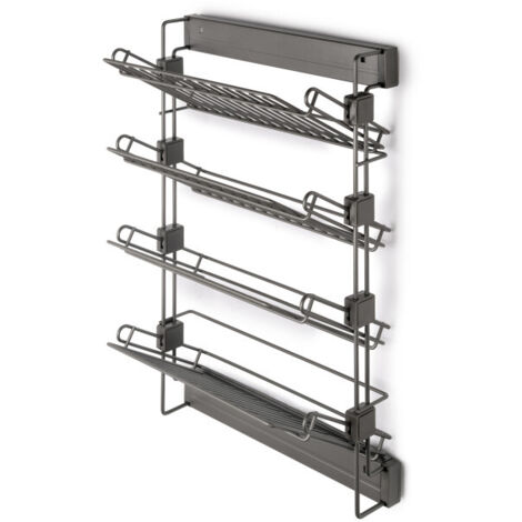 Emuca Porta scarpe estraibile laterale per armadi e cabine armadio Quartz, Destro, Acciaio, Titanio