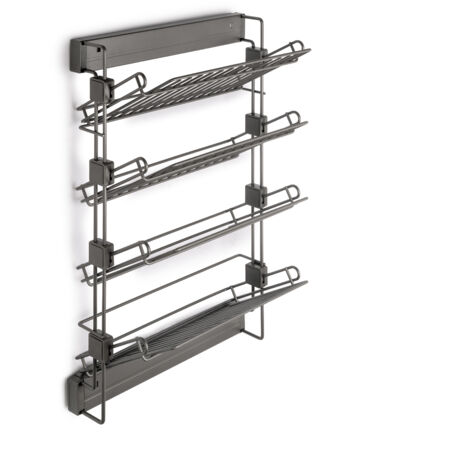 Emuca Porta scarpe estraibile laterale per armadi e cabine armadio Quartz, Sinistro, Acciaio, Titanio