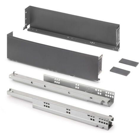 Emuca Cassetto esterno Simplex 25 kg, altezza 122 mm, profondità 440 mm, Acciaio, Grigio antracite
