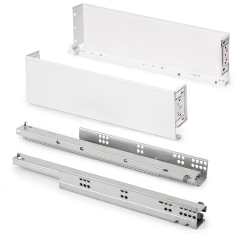 Emuca Cassetto esterno Simplex 25 kg, altezza 122 mm, profondità 440 mm, Acciaio, Verniciato bianco