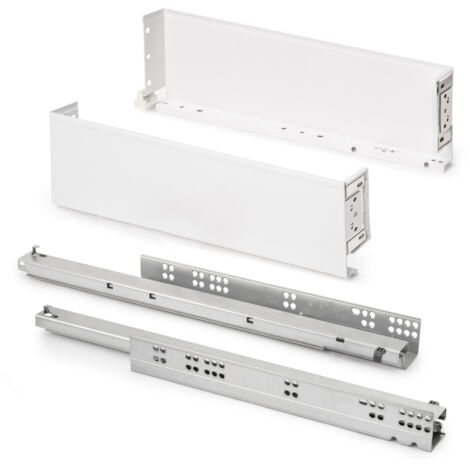 Emuca Cassetto esterno Simplex 25 kg, altezza 122 mm, profondità 490 mm, Acciaio, Verniciato bianco