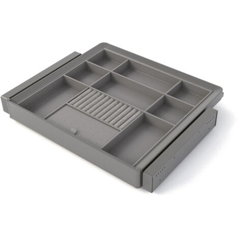 Emuca Kit cassetto organizzatore e telaio regolabile Quartz per armadi, chiusura ammortizzata e estrazione totale, modulo da 60 cm, finitura titanio