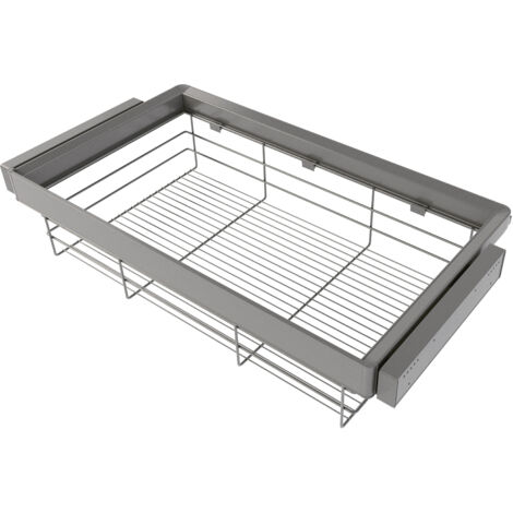 Emuca Kit cassetto in filo metallico e telaio regolabile Quartz per armadi, chiusura ammortizzata e estrazione totale, modulo da 90 cm, finitura titanio