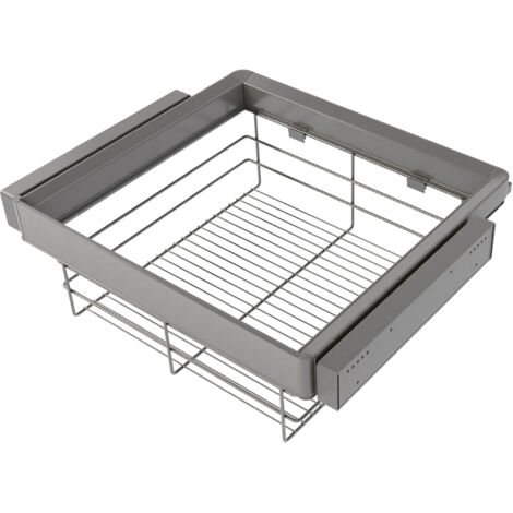 Emuca Kit cassetto in filo metallico e telaio regolabile Quartz per armadi, chiusura ammortizzata e estrazione totale,, modulo da 60 cm, finitura titanio