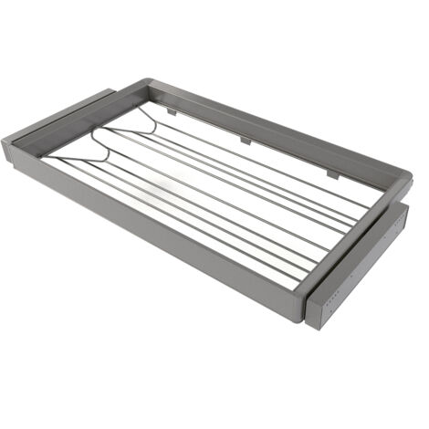 Emuca Kit cassetto portascarpe e telaio regolabile Quartz per armadi, chiusura ammortizzata e estrazione totale, modulo 90 cm, finitura Titanio (1/5)