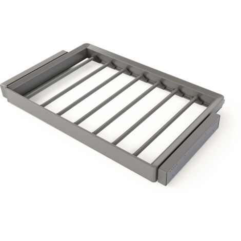 Emuca Kit  portapantaloni a 7 aste e telaio regolabile Quartz per armadi, chiusura ammortizzata e estrazione totale, modulo 80 cm, finitura Titanio