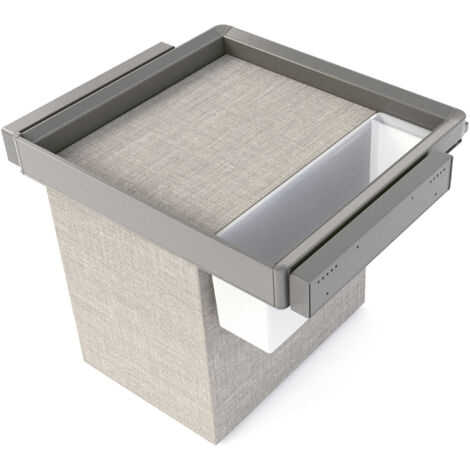 Emuca Kit  vassoio ausiliario, cesto portabiancheria e telaio regolabile Quartz per armadi, chiusura ammortizzata e estrazione totale, modulo 60 cm, finitura Titanio