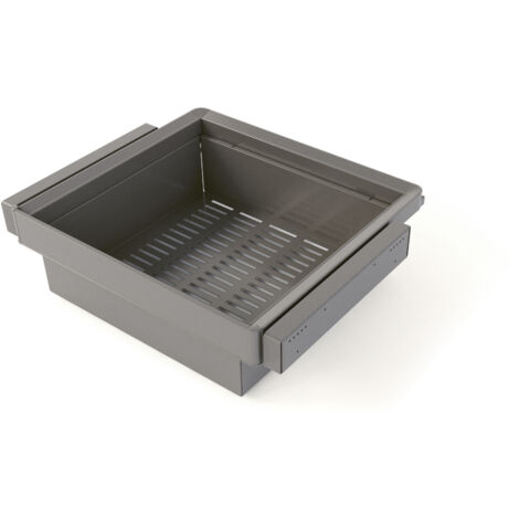 Emuca Kit cassetto metallico e telaio regolabile Quartz per armadi, chiusura ammortizzata e estrazione totale, modulo 60 cm, finitura Titanio